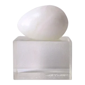 White Alabaster Marble Egg Lucite Base