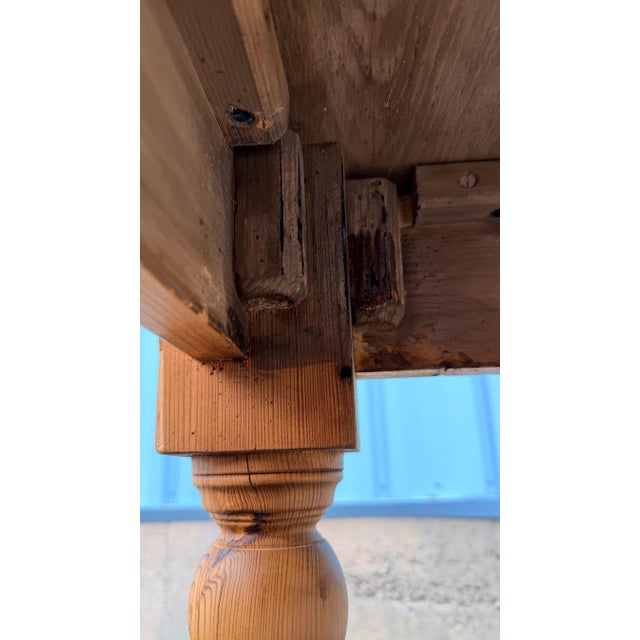 Tan Rustic Pine Square Farmhouse Table For Sale - Image 8 of 8