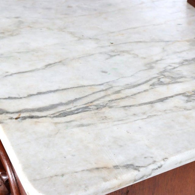 Antique Renaissance Revival Walnut 3-Drawer Marble Top Chest C1890 For Sale - Image 9 of 18