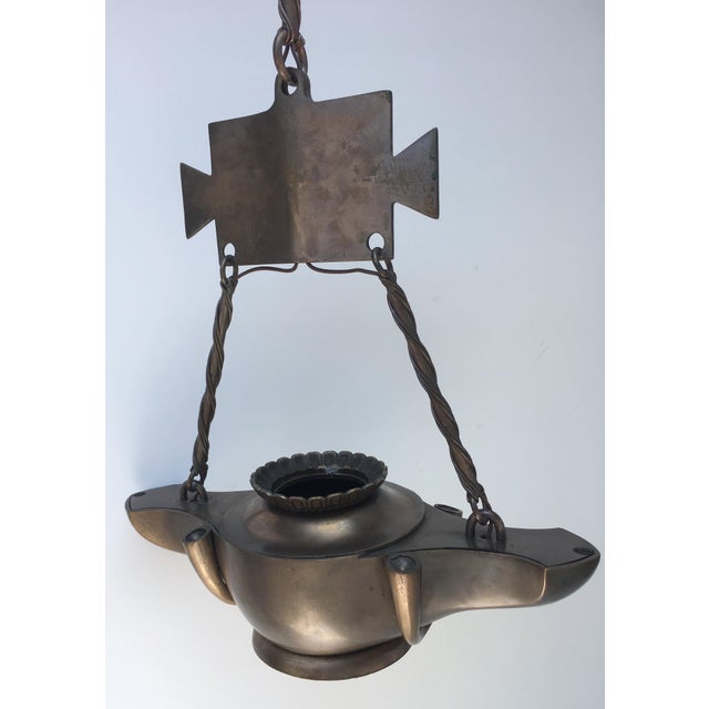 1920's Bronze "Genie" Pendant Light For Sale - Image 9 of 9