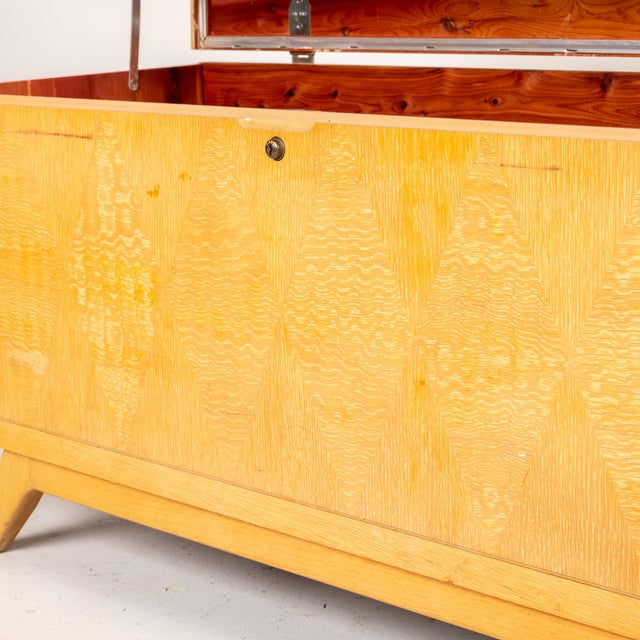 1960s MidCentury Modern Lane Blonde Cedar Chest With Diamond Inlay