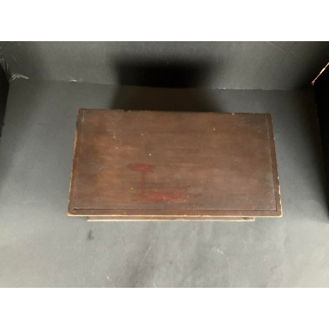 Signed Vintage Miniature Primitive Blanket Chest in good estate condition. The finish is darker than the picture shows....