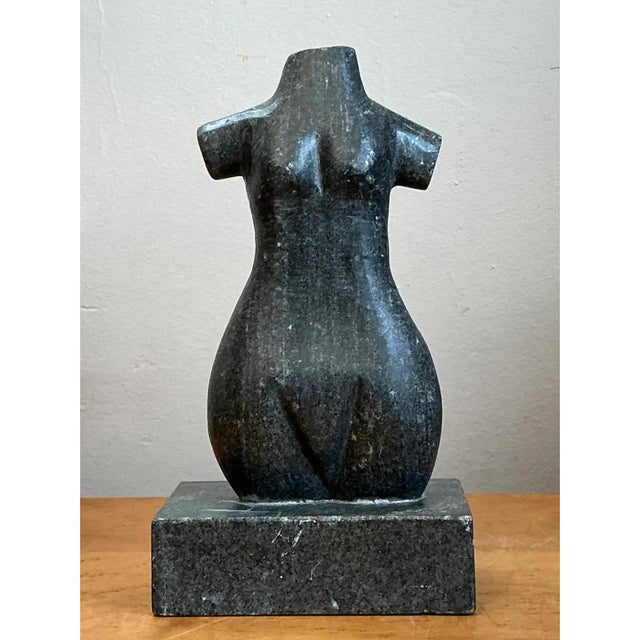 Vintage Carved Stone Female Torso Sculpture For Sale - Image 4 of 12