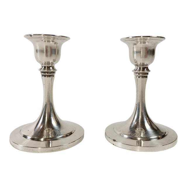 Vintage Silverplate Oneida Candlestick Holder Pair For Sale