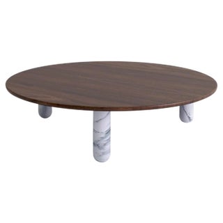 Large Round White Marble Sunday Coffee Table by Jean-Baptiste Souletie For Sale