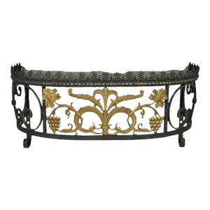 French Art Nouveau Wrought Iron Grapevine Maple Leaf Wall Mounted Console Table