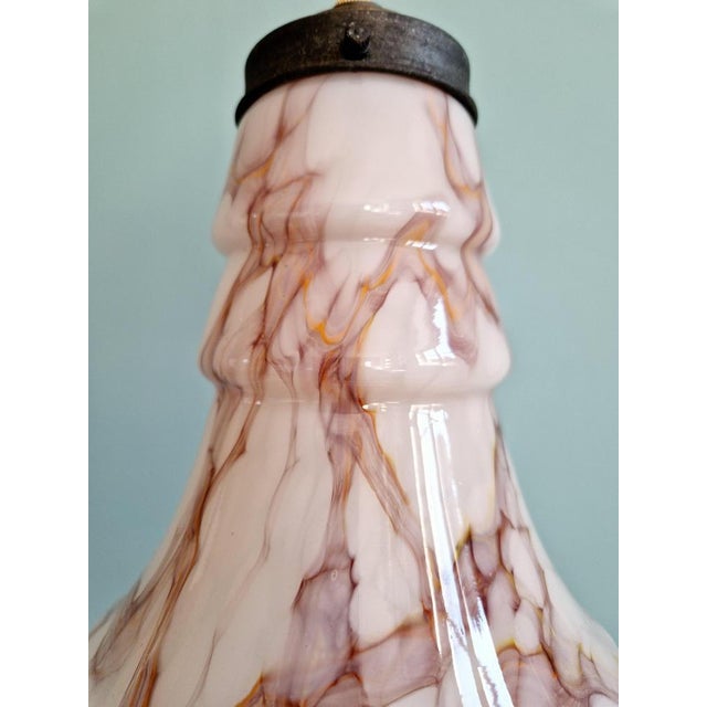 Art Deco Pendant Light in Pink Marbled Opaline from Scailmont, 1920s For Sale - Image 6 of 13