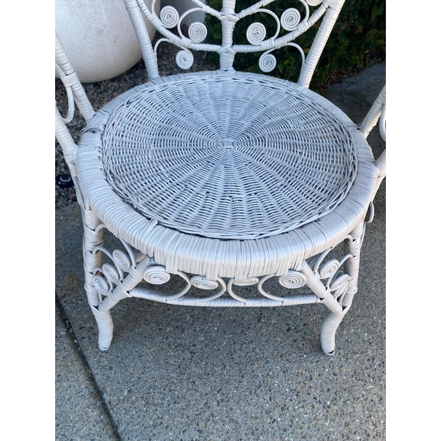 Boho Chic Mid 20th Century Vintage Painted Wicker Chair For Sale - Image 3 of 10