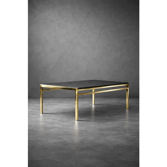 Mid-Century Italian Modern Brass Coffee Table with Stone Top, 1970s For Sale - Image 4 of 18