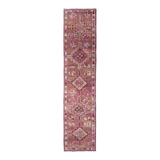 1960s Vintage Pink Anatolian Turkish Hand-Knotted Runner For Sale
