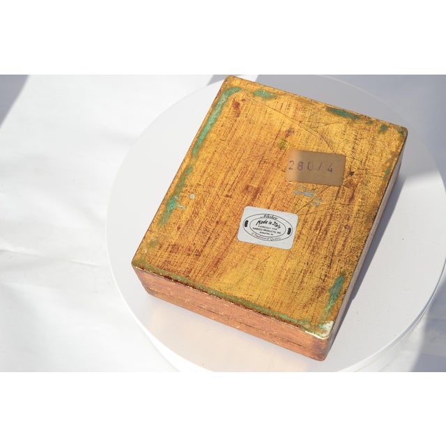 Gold Florentine Italian Wooden Box of Men Serenading Lady For Sale - Image 9 of 10