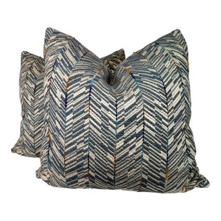 Osborne & Little "Elgin" in Blue 22" Pillows-a Pair For Sale