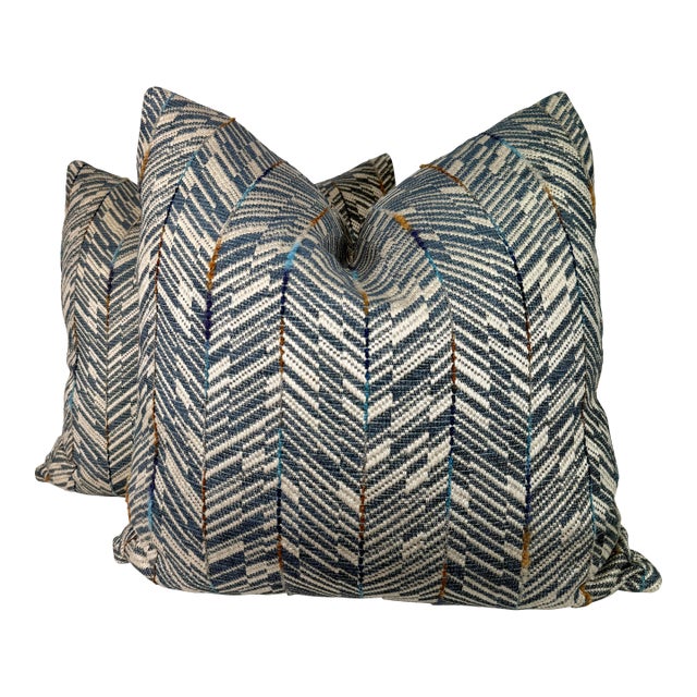 Osborne & Little "Elgin" in Blue 22" Pillows-a Pair For Sale