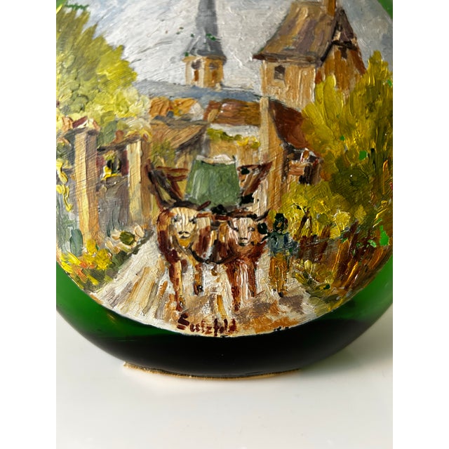 Green Mid Century Hand Painted 'Bocksbeutel' of Franconian Wine Bottles (Frankenwein) 1957 For Sale - Image 8 of 12