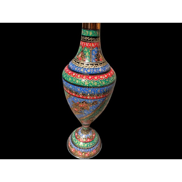1990s Vintage Hand Painted Large Copper Floor Vase For Sale - Image 5 of 12