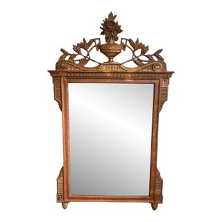 French Louis XVI Floral Urn Wall Guilded Mirror For Sale