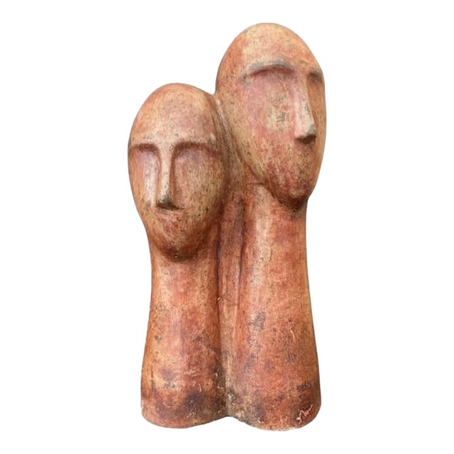 Bust in Terra Cotta of Two Figures (After Modigliani) For Sale