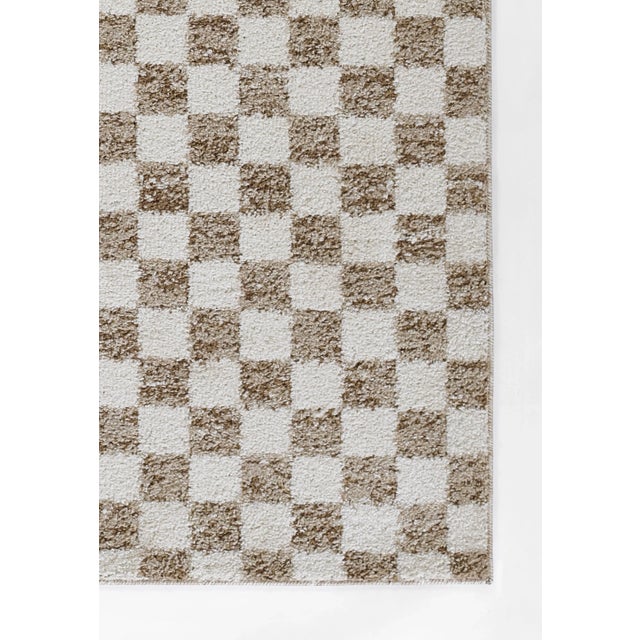A modern classic is always in style. Part of the Kaia Collection, this playful beige and white check rug has been updated...