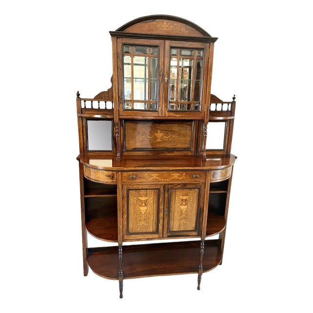 Antique Victorian Inlaid Rosewood Side Cabinet For Sale