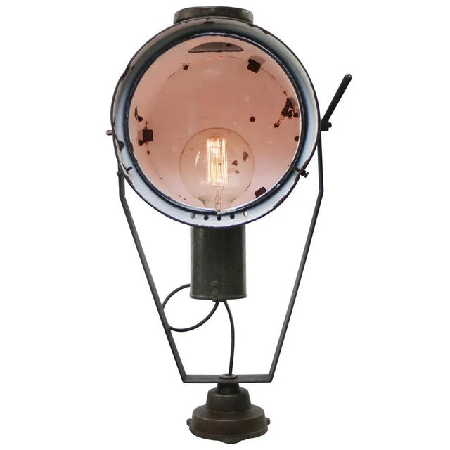 Industrial Vintage Industrial Grey Brown Enamel Cast Iron Scones Wall Lights For Sale - Image 3 of 8