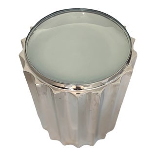 Fluted Nickel Column Table by Global Views For Sale