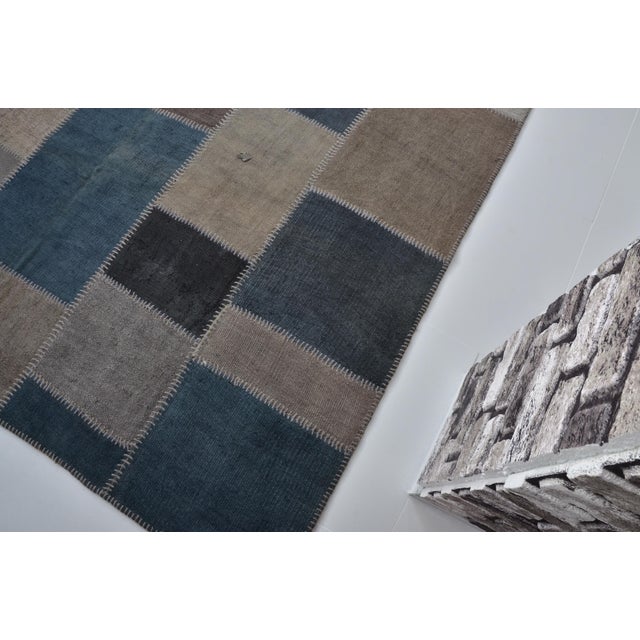 Dark Grey Vintage Handknotted Carpet For Sale - Image 9 of 10