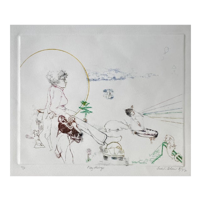 1977 Sue Cohen Play Things Color Etching For Sale