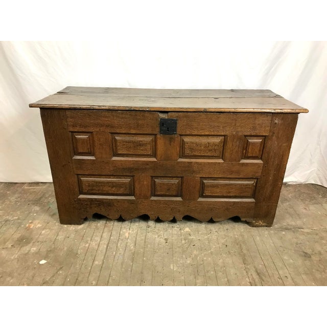 18th Century Primitive Oak Linen Coffer Chest For Sale - Image 13 of 13