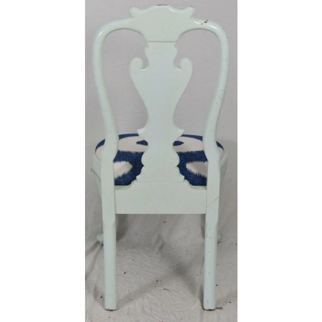 Stickley Williamsburg Style Mahogany Queen Anne Chair Blue & White Fabric For Sale In Cleveland - Image 6 of 11