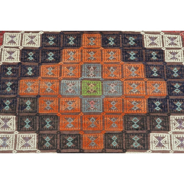 1960s Vintage Turkish Handmade Kilim Rug - 72"x120" For Sale In Raleigh - Image 6 of 12