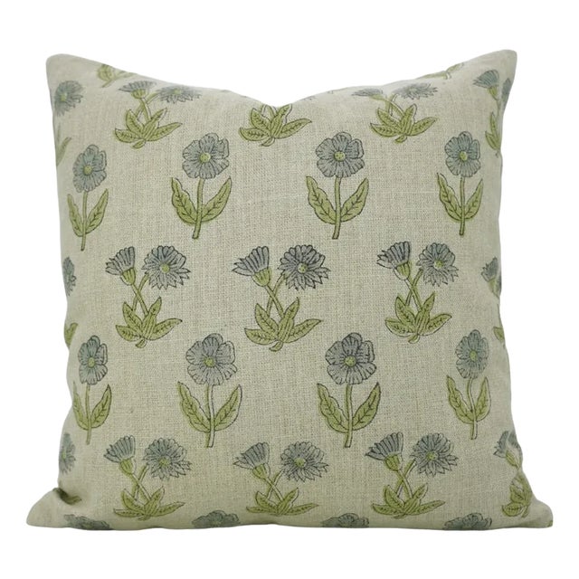 Fabdivine Indian Block Print Cushion Cover 14x14 Inch Thick Linen-Kirti For Sale