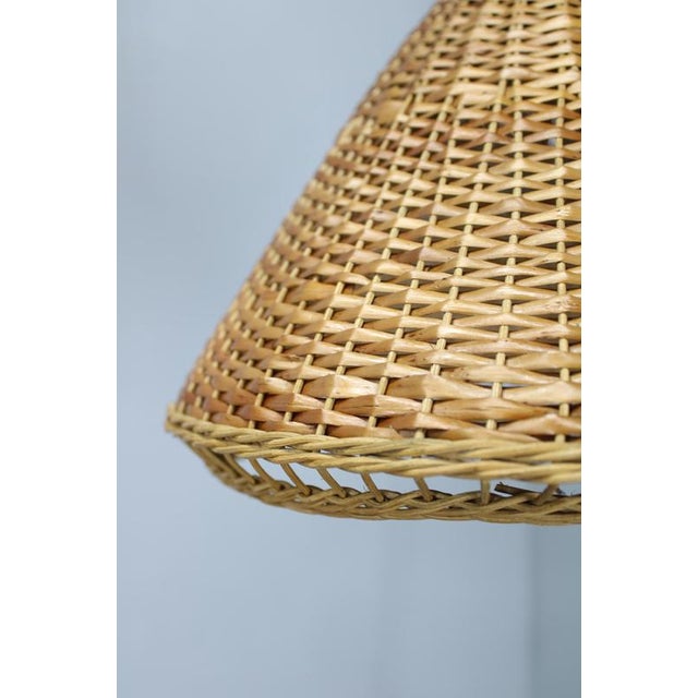 Wood Mid-Century Adjustable Wooden Wall Light with Rattan Shade, 1970s For Sale - Image 7 of 13