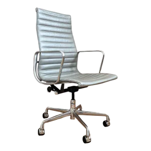 2000s 50th Anniversary Edition Herman Miller Eames Aluminum Group Executive Chair in Silver Leather