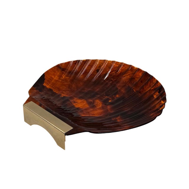 Brown Hollywood Regency Shell Shaped Centerpiece, Italy 1970s For Sale - Image 8 of 12