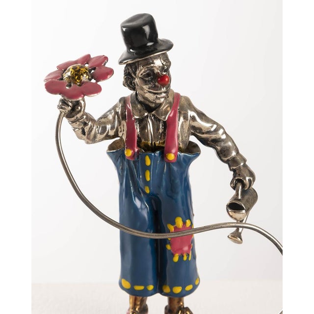 Italian Clowns in Enamelled Sterling Silver from Sorini, Italy, 1970s, Set of 2 For Sale - Image 13 of 18