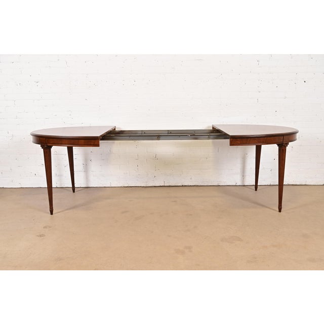 1960s Henredon French Regency Louis XVI Walnut Extension Dining Table, Newly Refinished For Sale - Image 5 of 13