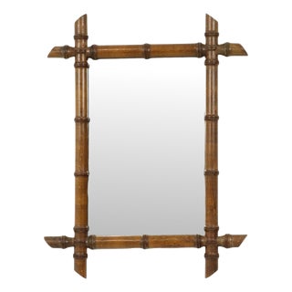 French Faux Bamboo Mirror in Wood, 1920s For Sale