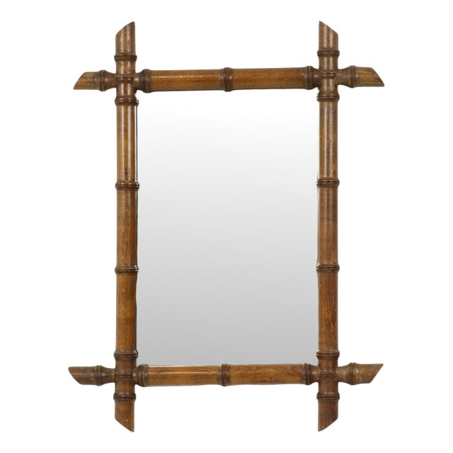 French Faux Bamboo Mirror in Wood, 1920s For Sale