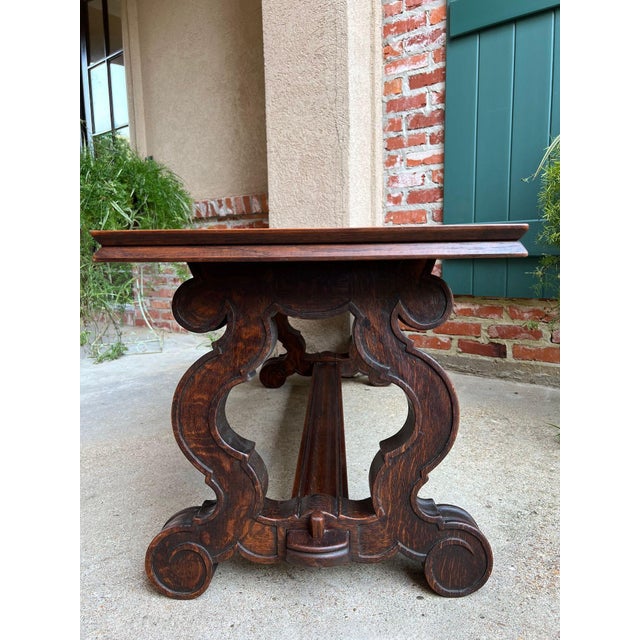 Antique French Coffee Table Carved Oak Bench Baroque Window Hall Seat C1900. For Sale - Image 10 of 18