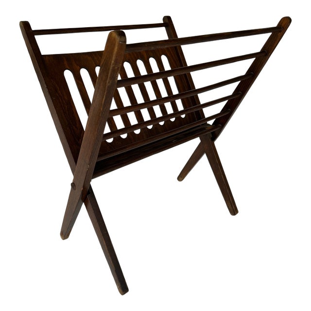 Vintage Retro Rosewood Mid Century Modern Magazine Rack, 1950s For Sale