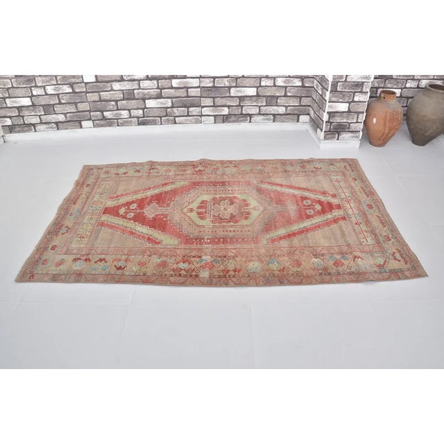 1950s Low Pile Distressed Wool Rug For Sale - Image 9 of 10