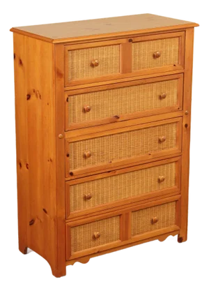 Stanley Furniture Pine and Wicker Chest of Drawers