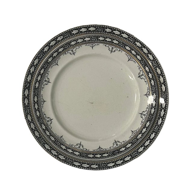 Antique Westminster Made in England Black and White Plates Set/2 Larger plate measures: 9" diameter Smaller plate...