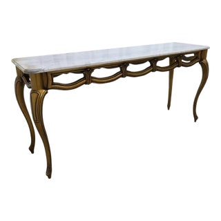 Italian Style Marble Top Console Table – Gilded Louis XV Revival For Sale
