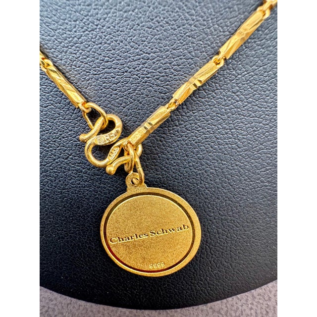 Metal 24 Karat Pure Gold Hand Made Yellow Gold Coin Necklace, 10.8 Gm, 18 Inch For Sale - Image 7 of 8