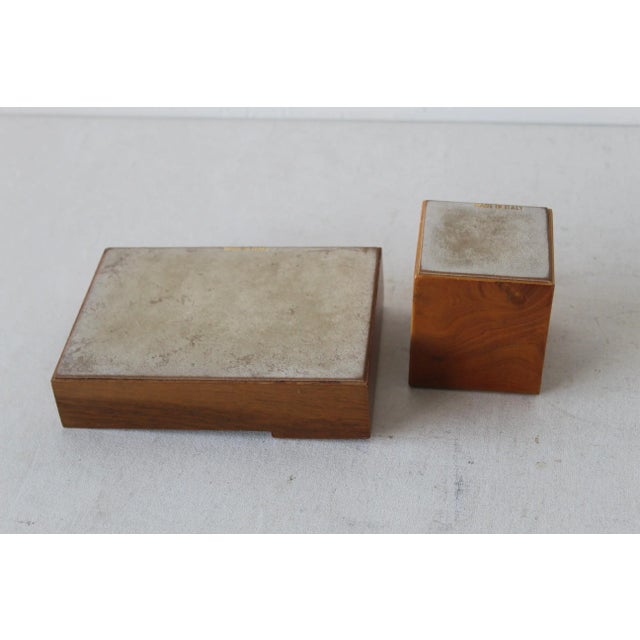 Gucci Style Italian Burl Wood Desk Pad Pen Holder and Notepad Holder, 1970s Vintage For Sale - Image 11 of 11