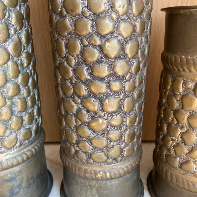 Vintage Trio Trench Art Candle Holders Signed For Sale - Image 6 of 10