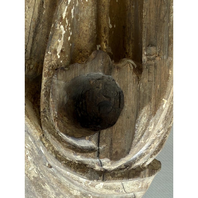 Wood Large 18th Century Baroque Religious Carved Wooden Monk For Sale - Image 7 of 15