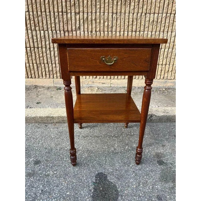Mid 20th Century Suters Furniture Pair of Federal Style Walnut Single Drawer Work Tables For Sale - Image 10 of 13