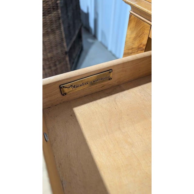 Late 20th Century Vintage American of Martinville Burlwood Writing Desk For Sale - Image 5 of 10